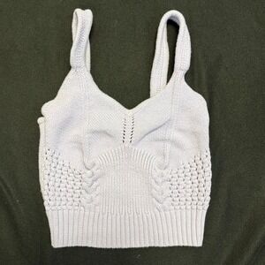 Lush Lavender Cropped Knit Sweater Top Cable‎ Knit Cotton Blend Size S